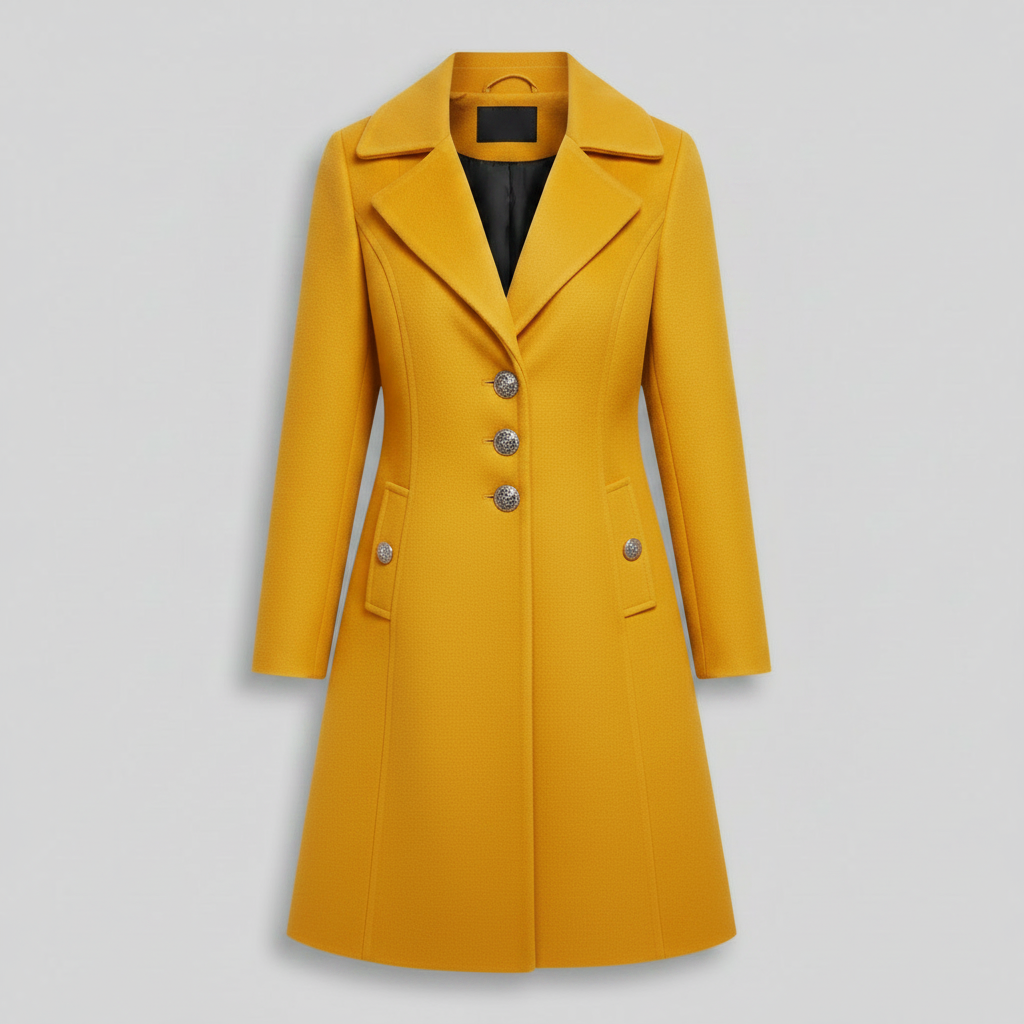 Elegant Women's Wool Coat with Buttons | Winter Outerwear