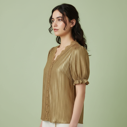 Elegant Puff Sleeve Blouse | Women's Summer Top Plus Size