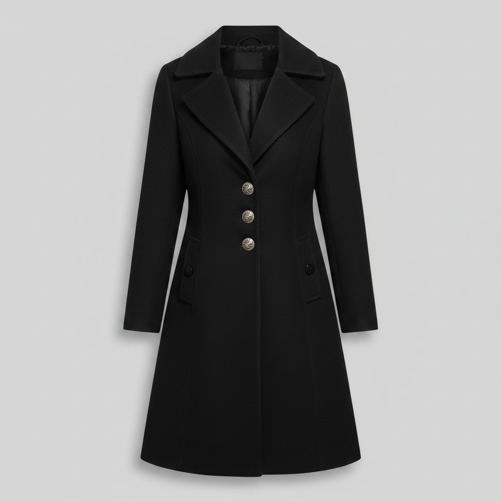 Elegant Women's Wool Coat with Buttons | Winter Outerwear