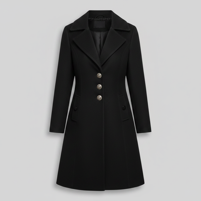 Elegant Women's Wool Coat with Buttons | Winter Outerwear