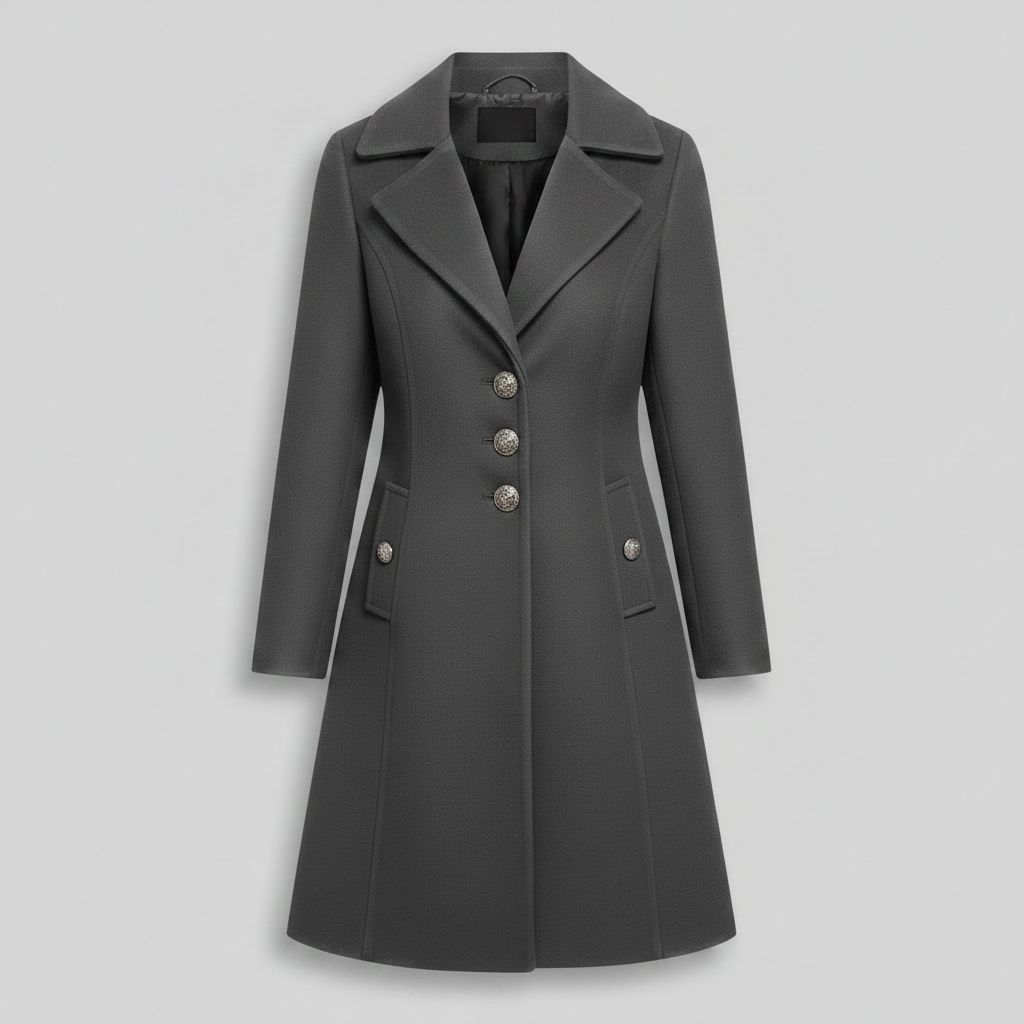 Elegant Women's Wool Coat with Buttons | Winter Outerwear