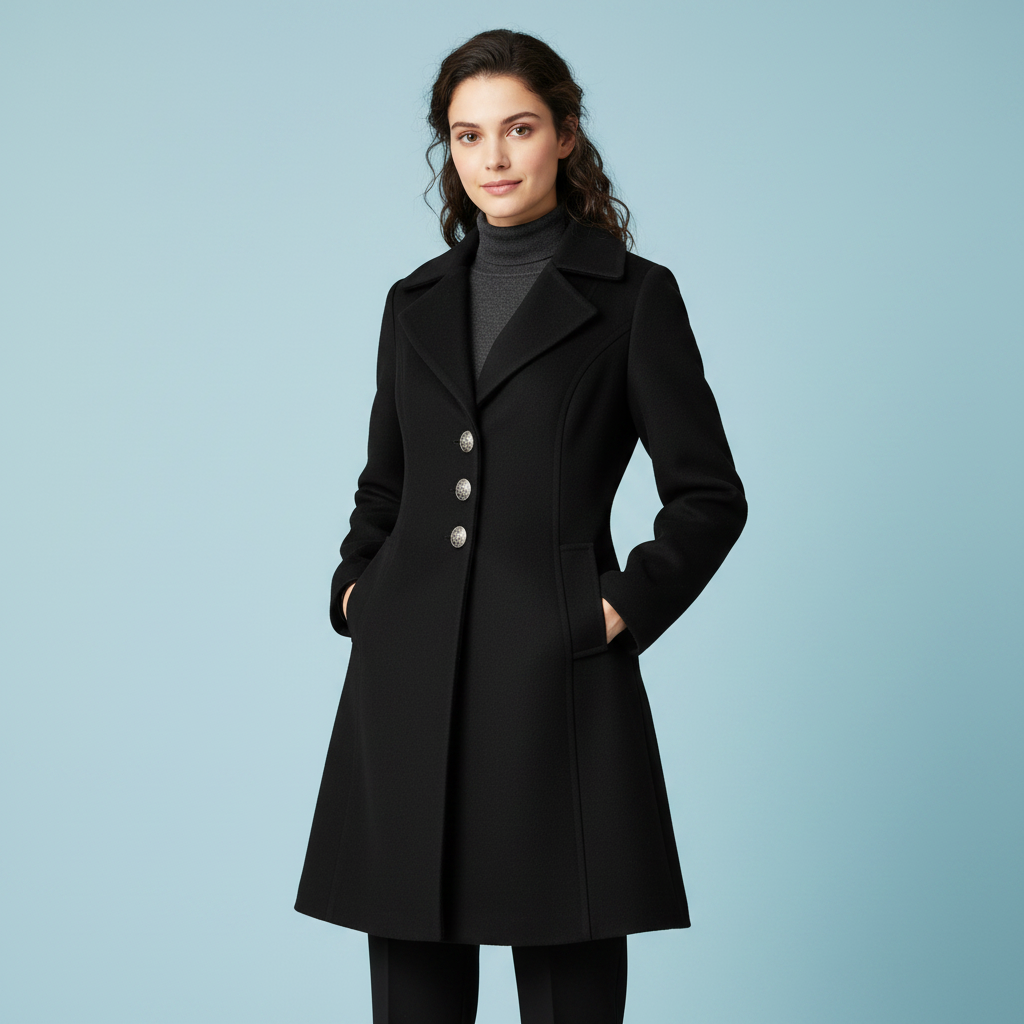 Elegant Women's Wool Coat with Buttons | Winter Outerwear