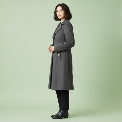 Elegant Women's Wool Coat with Buttons | Winter Outerwear