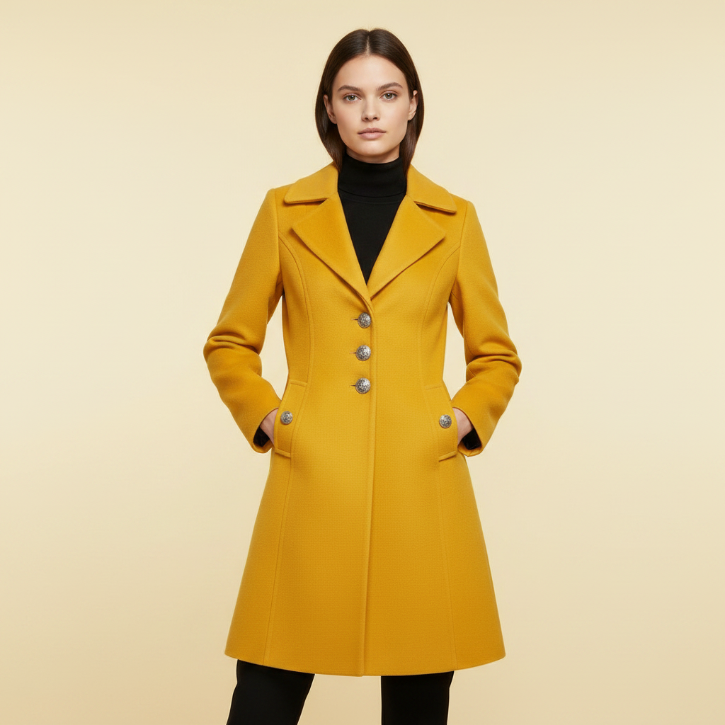 Elegant Women's Wool Coat with Buttons | Winter Outerwear