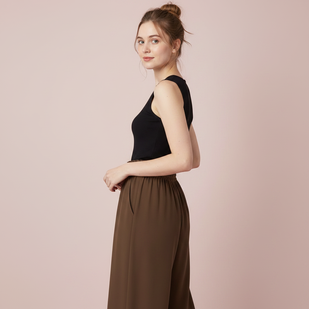 Chic Comfort | Women's Palazzo Pants Black Trousers