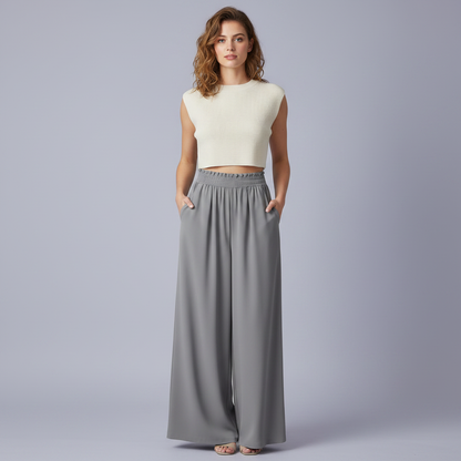 Chic Comfort | Women's Palazzo Pants Black Trousers